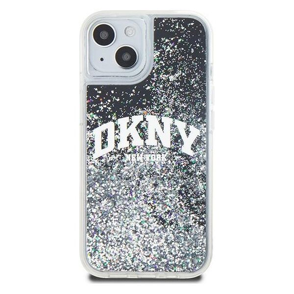 DKNY case for iPhone 15 Plus 6,7&quot; DKHCP15MLBNAEK black HC liquid glitters w arch logo 3666339270766