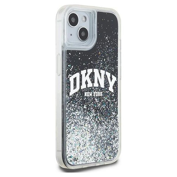 DKNY case for iPhone 15 Plus 6,7&quot; DKHCP15MLBNAEK black HC liquid glitters w arch logo 3666339270766