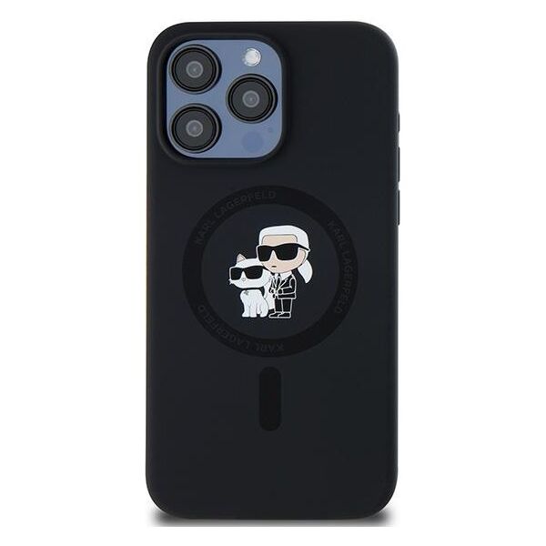 Karl Lagerfeld case for iPhone 15 Pro Max 6,7&quot; KLHMP15XSCMKCRHK black HC Magsafe silicone kc heads ring 3666339254070