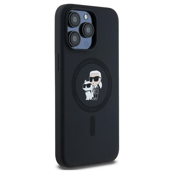 Karl Lagerfeld case for iPhone 15 Pro Max 6,7&quot; KLHMP15XSCMKCRHK black HC Magsafe silicone kc heads ring 3666339254070