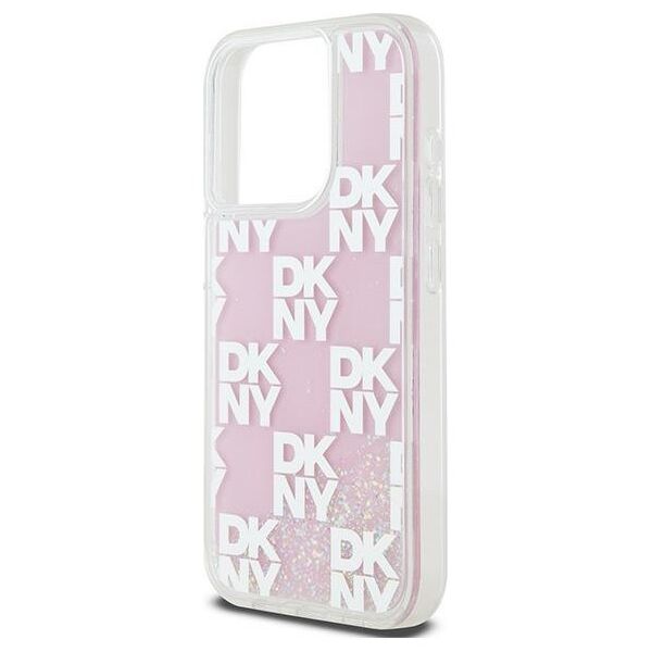 DKNY case for iPhone 15 Pro 6,1&quot; DKHCP15LLCPEPP white HC liquid glitters w checkered pattern 3666339271190