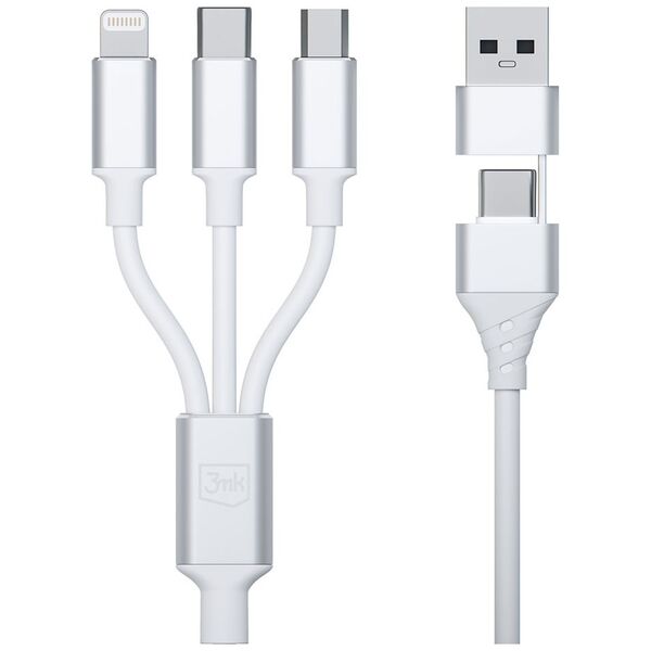 3mk Hyper Cable 3in1 A/C to C/Micro/Lightning 1.5m White 5903108541237