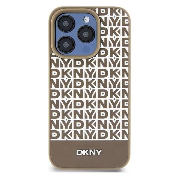 DKNY case for iPhone 15 6,1&quot; DKHMP15SPSOSPW HC Magsafe pu repeat pattern w bottom stripe 3666339262075