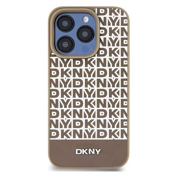 DKNY case for iPhone 15 Pro Max 6,7&quot; DKHMP15XPSOSPW black HC Magsafe pu repeat pattern w bottom stripe 3666339262105