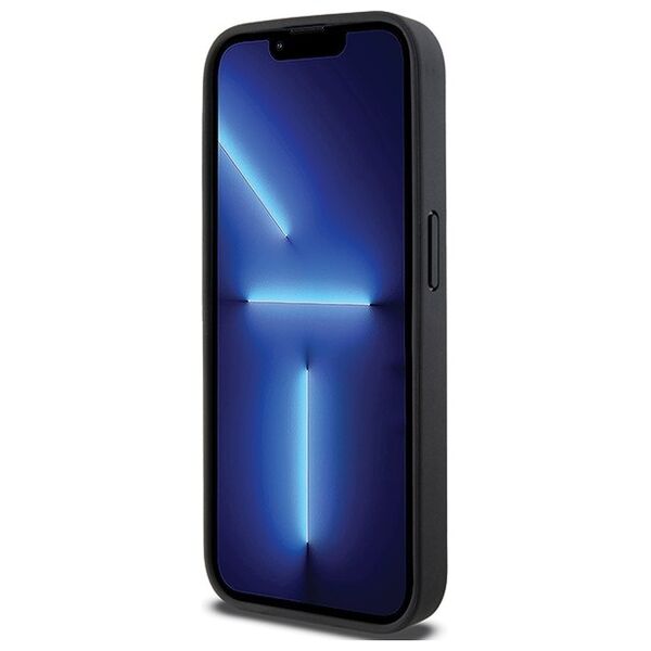 DKNY case for iPhone 15 Pro 6,1&quot; DKHMP15LPSOSPK black HC Magsafe pu repeat pattern w bottom stripe 3666339262235