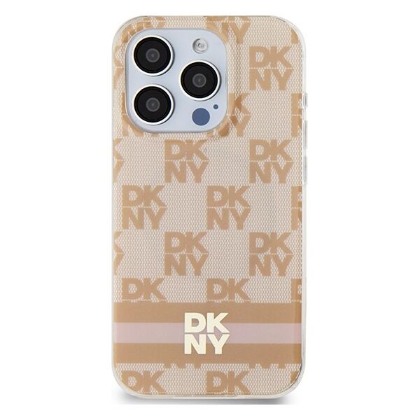 DKNY case for iPhone 15 Pro Max 6,7&quot; DKHMP15XHCPTSP black HC Magsafe pc tpu checkered pattern w printed stripes 3666339269104