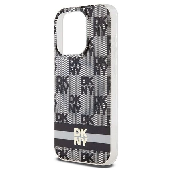 DKNY case for iPhone 15 Pro 6,1&quot; DKHMP15LHCPTSK black HC Magsafe pc tpu checkered pattern w printed stripes 3666339269371
