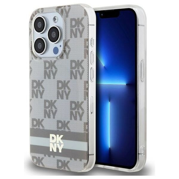 DKNY case for iPhone 15 Pro Max 6,7&quot; DKHMP15XHCPTSE pink HC Magsafe pc tpu checkered pattern w printed stripes 3666339269524