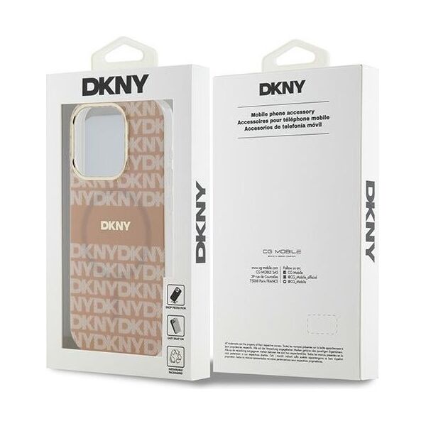 DKNY case for iPhone 15 Pro Max 6,7&quot; DKHMP15XHRHSEP blue HC Magsafe pc tpu repeat texture pattern w stripe 3666339267704