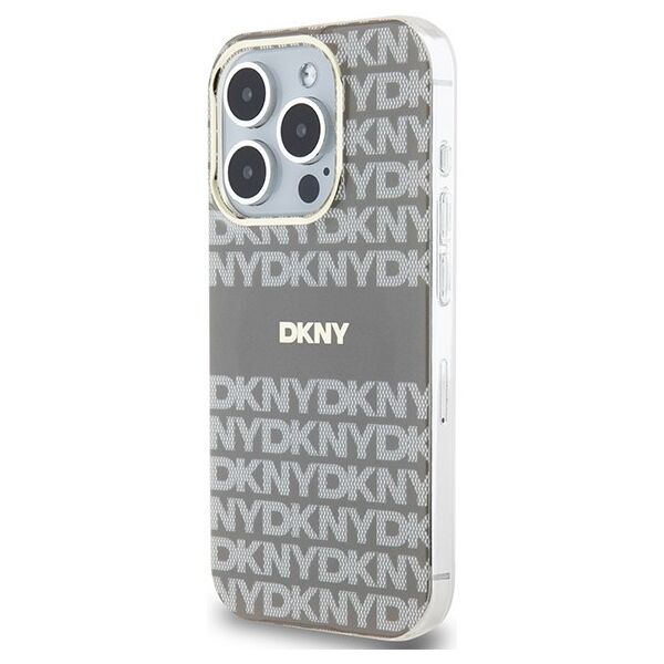 DKNY case for iPhone 15 Pro Max 6,7&quot; DKHMP15XHRHSEE black HC Magsafe pc tpu repeat texture pattern w stripe 3666339267988