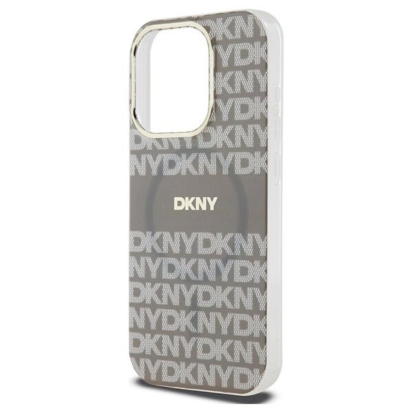 DKNY case for iPhone 15 Pro Max 6,7&quot; DKHMP15XHRHSEE black HC Magsafe pc tpu repeat texture pattern w stripe 3666339267988