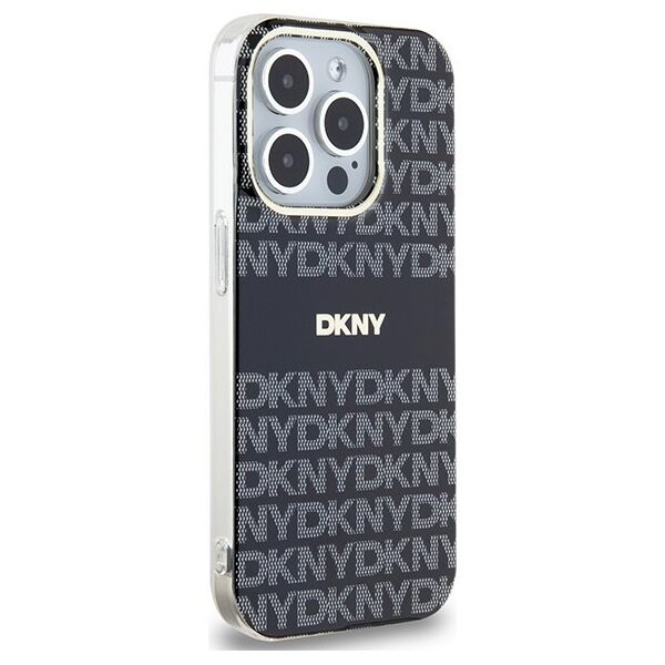 DKNY case for iPhone 15 Pro 6,1&quot; DKHMP15LHRHSEK HC Magsafe pc tpu repeat texture pattern w stripe 3666339268114