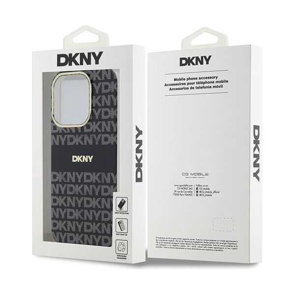 DKNY case for iPhone 15 Pro 6,1&quot; DKHMP15LHRHSEK HC Magsafe pc tpu repeat texture pattern w stripe 3666339268114