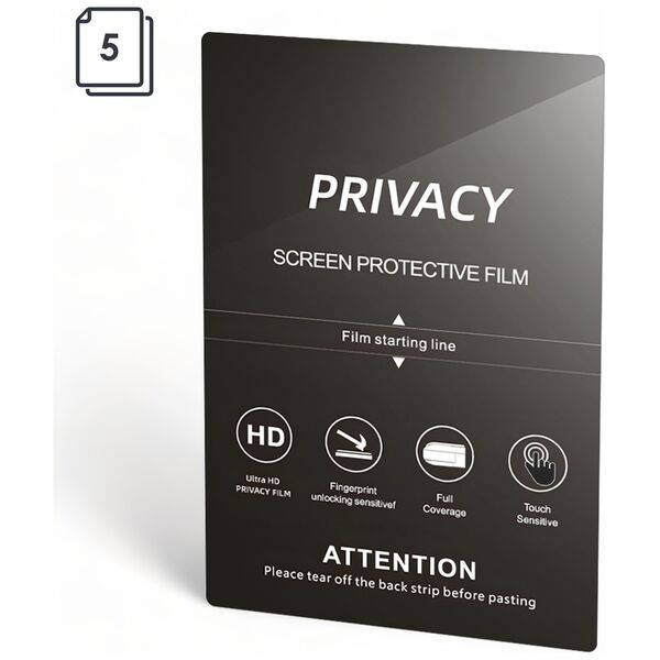 Protective film sheet No brand, Hydrogel, 5 pcs, For plotter, TPU, Anti-Spy, Clear, 160um, 120x180mm - 52737 έως 12 άτοκες Δόσεις