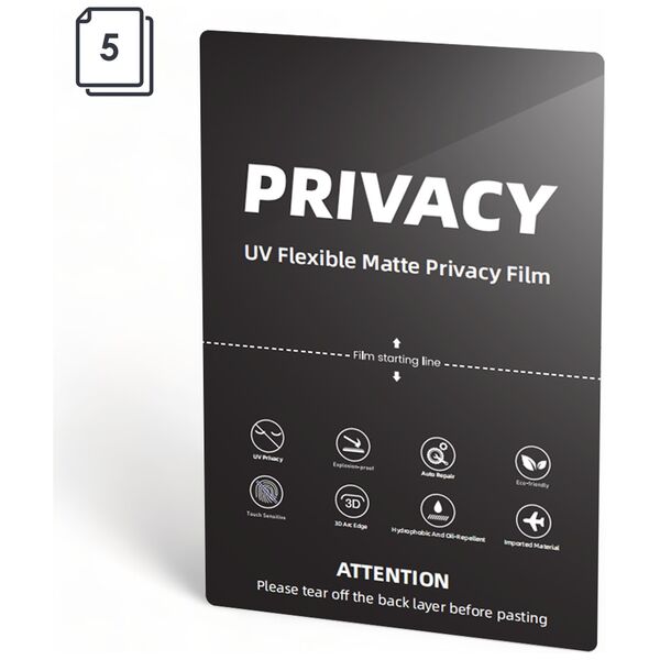 Protective film sheet No brand, Hydrogel, 5 pcs, For plotter, UV PET, Anti-Spy, Matte, 240um, 120x180mm - 52739 έως 12 άτοκες Δόσεις
