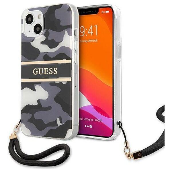 Original Case IPHONE 13 MINI Guess Hardcase Camo Strap Collection (GUHCP13SKCABBK) black 3666339023119