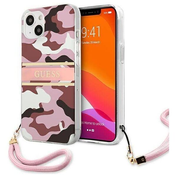 Original Case IPHONE 13 MINI Guess Hardcase Camo Strap Collection (GUHCP13SKCABPI) pink 3666339023157