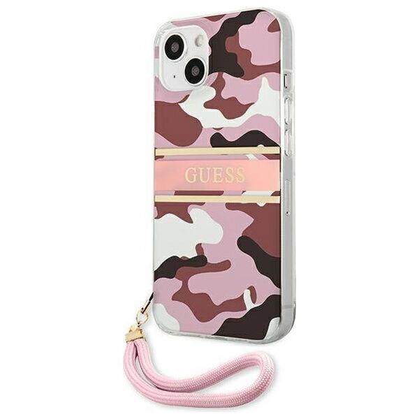 Original Case IPHONE 13 MINI Guess Hardcase Camo Strap Collection (GUHCP13SKCABPI) pink 3666339023157