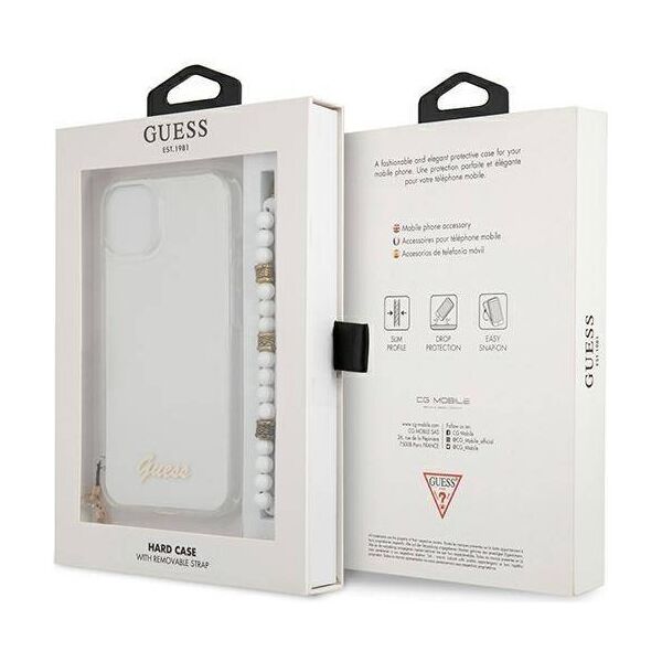 Original Case IPHONE 13 MINI Guess Hardcase White Pearl (GUHCP13SKPSWH) transparent 3666339025236