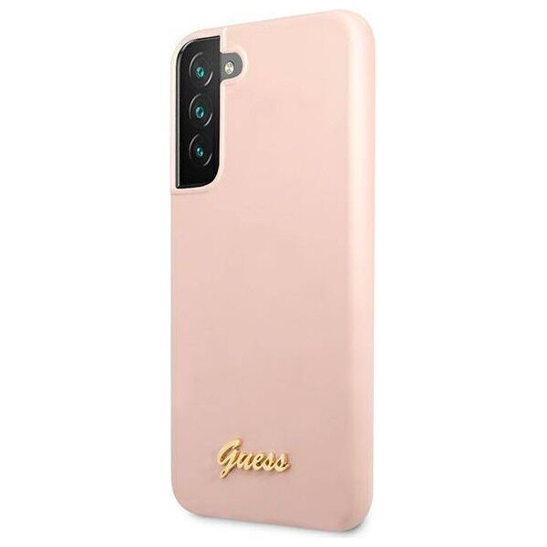 Original Case SAMSUNG GALAXY S22+ PLUS Guess Hardcase Silicone Script Metal Logo (GUHCS22MLSLMGPP) light pink 3666339042455