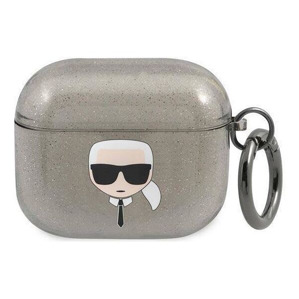 Original Case APPLE AIRPODS 3 Karl Lagerfeld Cover Glitter Karl`s Head (KLA3UKHGK) black 3666339030278