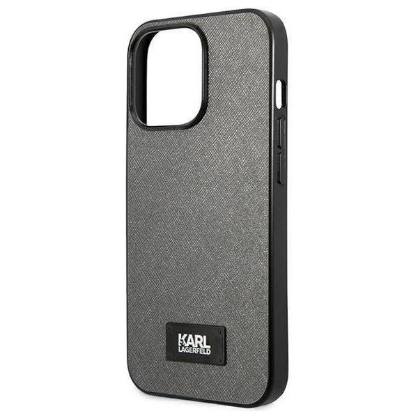Original Case IPHONE 13 PRO Karl Lagerfeld Hardcase Saffiano Plaque (KLHCP13LSFMP2DG) silver 3666339048907