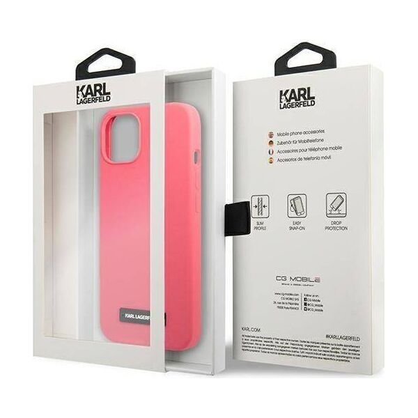 Original Case IPHONE 13 MINI Karl Lagerfeld Hardcase Silicone Plaque (KLHCP13SSLMP1PI) pink 3666339048808