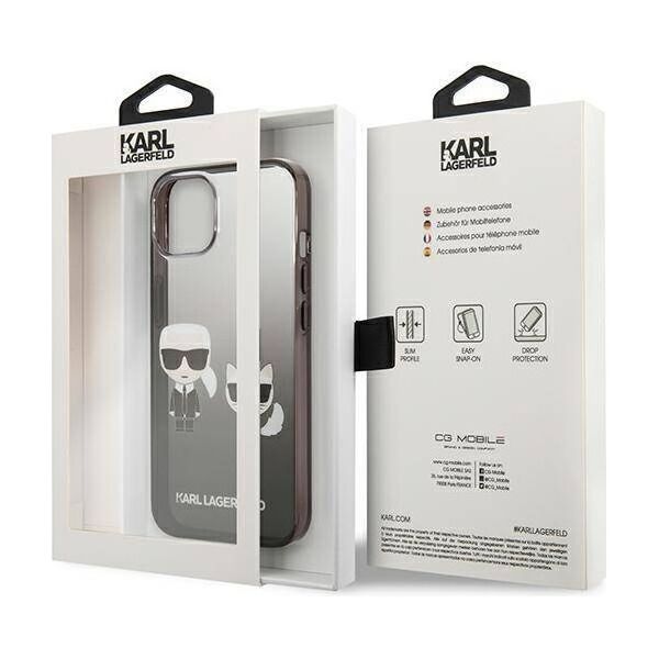 Original Case IPHONE 13 MINI Karl Lagerfeld Hardcase Gradient Ikonik Karl & Choupette (KLHCP13STGKCK) black 3666339049249