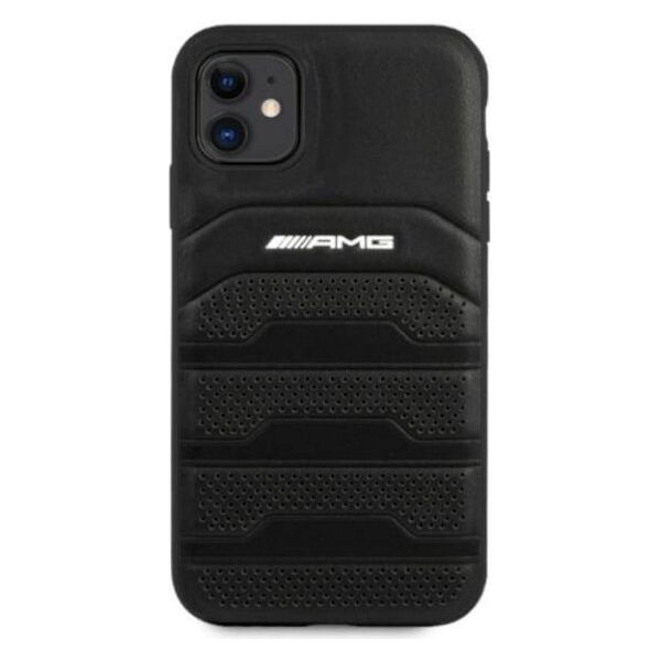 Case IPHONE 11 Mercedes AMG Hardcase Leather Debossed Lines (AMHCN61GSEBK) black 3666339014261