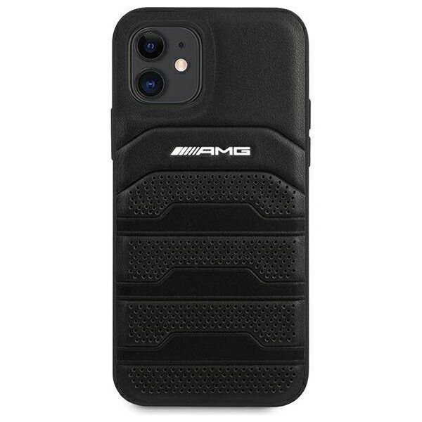 Case IPHONE 12 MINI Mercedes AMG Hardcase Leather Debossed Lines (AMHCP12SGSEBK) black 3666339013929