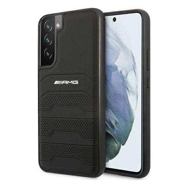 Case SAMSUNG GALAXY S22+ PLUS Mercedes AMG Hardcase Leather Debossed Lines (AMHCS22MGSEBK) black 3666339043629