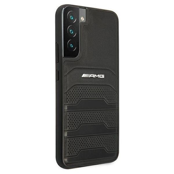 Case SAMSUNG GALAXY S22+ PLUS Mercedes AMG Hardcase Leather Debossed Lines (AMHCS22MGSEBK) black 3666339043629