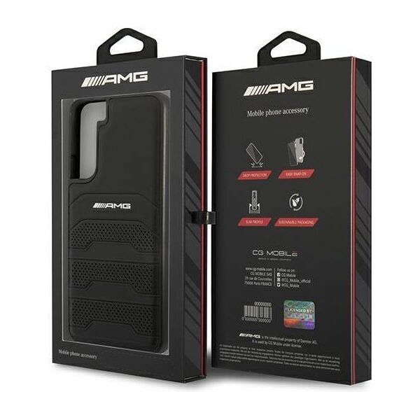 Case SAMSUNG GALAXY S22+ PLUS Mercedes AMG Hardcase Leather Debossed Lines (AMHCS22MGSEBK) black 3666339043629
