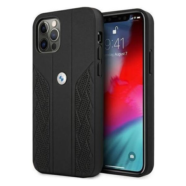 Original Case IPHONE 12 PRO MAX BMW Hardcase Leather Curve Perforate (BMHCP12LRSPPK) black 3666339010911