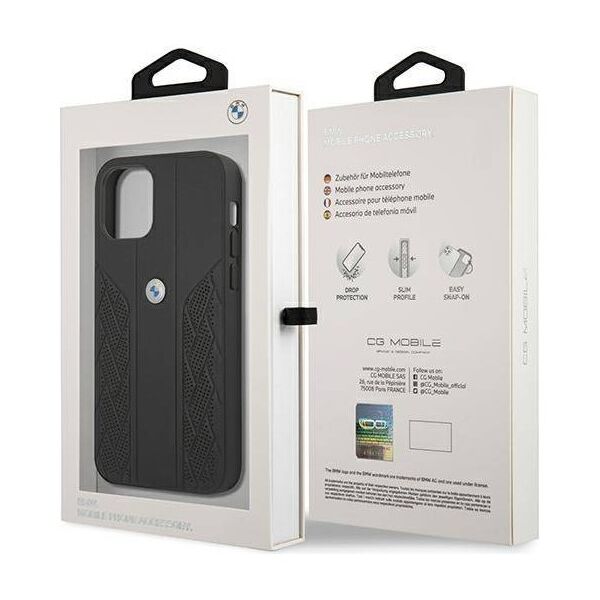 Original Case IPHONE 12 PRO MAX BMW Hardcase Leather Curve Perforate (BMHCP12LRSPPK) black 3666339010911