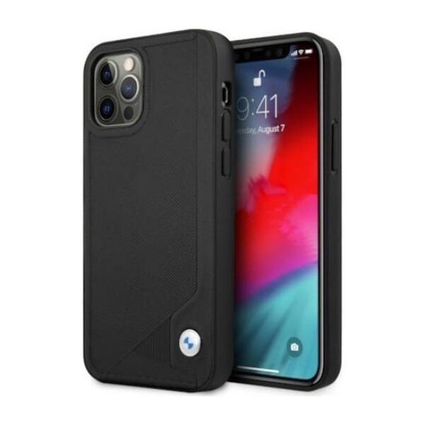 Original Case IPHONE 12 / 12 PRO BMW Hardcase Leather Deboss (BMHCP12MRCDPK) black 3666339010751