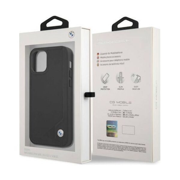 Original Case IPHONE 12 / 12 PRO BMW Hardcase Leather Deboss (BMHCP12MRCDPK) black 3666339010751