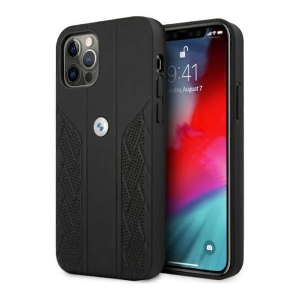 Original Case IPHONE 12 / 12 PRO BMW Hardcase Leather Curve Perforate (BMHCP12MRSPPK) black 3666339010904