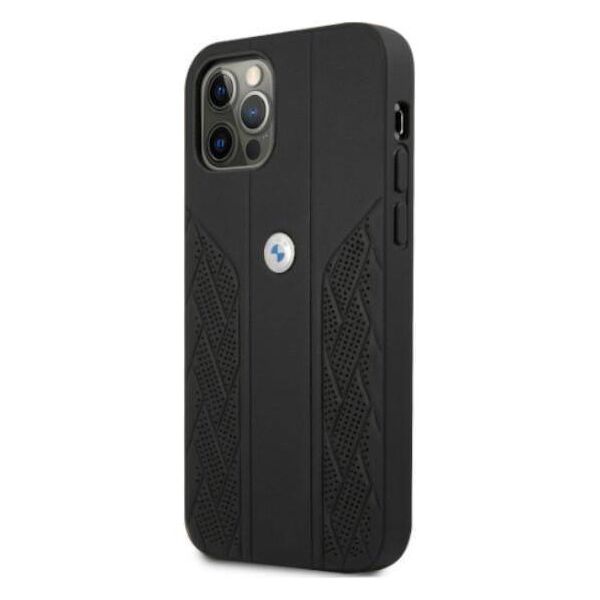 Original Case IPHONE 12 / 12 PRO BMW Hardcase Leather Curve Perforate (BMHCP12MRSPPK) black 3666339010904