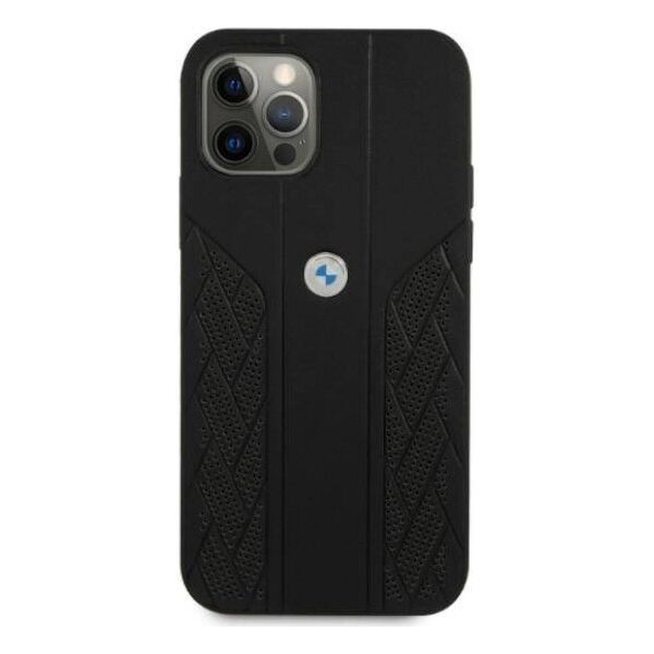 Original Case IPHONE 12 / 12 PRO BMW Hardcase Leather Curve Perforate (BMHCP12MRSPPK) black 3666339010904