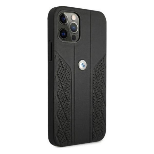 Original Case IPHONE 12 / 12 PRO BMW Hardcase Leather Curve Perforate (BMHCP12MRSPPK) black 3666339010904
