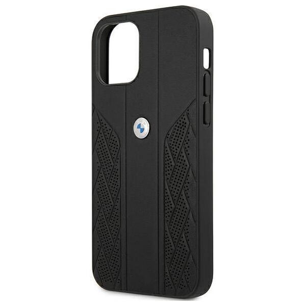 Original Case IPHONE 12 MINI BMW Hardcase Leather Curve Perforate (BMHCP12SRSPPK) black 3666339010898