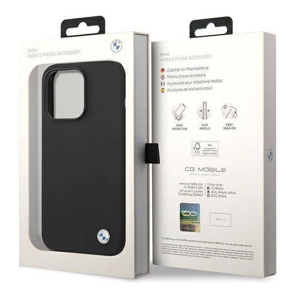 Original Case IPHONE 14 PRO MAX BMW Silicone Metal Logo black 3666339090456
