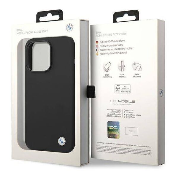 Original Case IPHONE 14 PRO BMW Silicone Metal Logo black 3666339090449