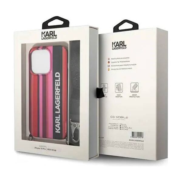 Original Case IPHONE 14 PRO MAX Karl Lagerfeld Hardcase Color Stripes Strap pink 3666339094225