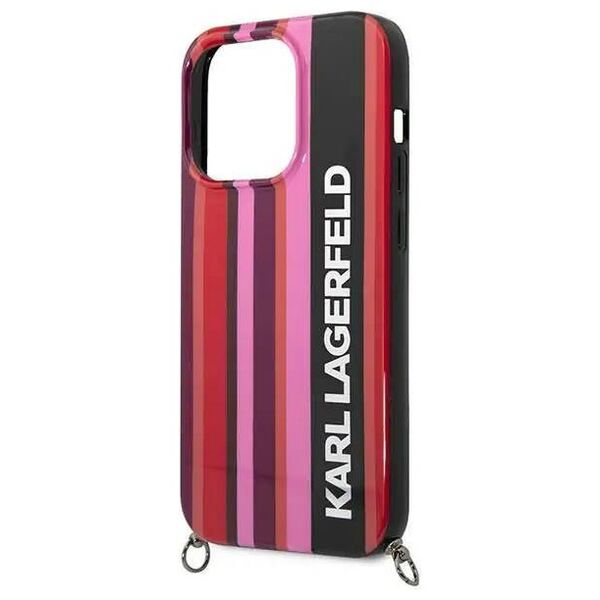 Original Case IPHONE 14 PRO MAX Karl Lagerfeld Hardcase Color Stripes Strap pink 3666339094225