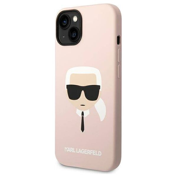 Original Case IPHONE 14 PLUS Karl Lagerfeld Hardcase Silicone Karl`s Head Magsafe light pink 3666339078041