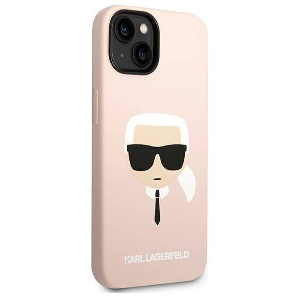 Original Case IPHONE 14 PLUS Karl Lagerfeld Hardcase Silicone Karl`s Head Magsafe light pink 3666339078041