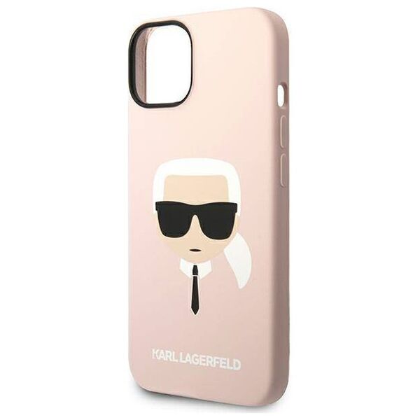 Original Case IPHONE 14 PLUS Karl Lagerfeld Hardcase Silicone Karl`s Head Magsafe light pink 3666339078041