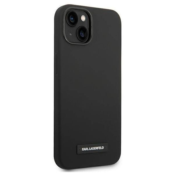 Original Case IPHONE 14 PLUS Karl Lagerfeld Hardcase Silicone Plaque Magsafe black 3666339078164